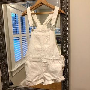 Forever 21 White Denim Jean Overall Shorts